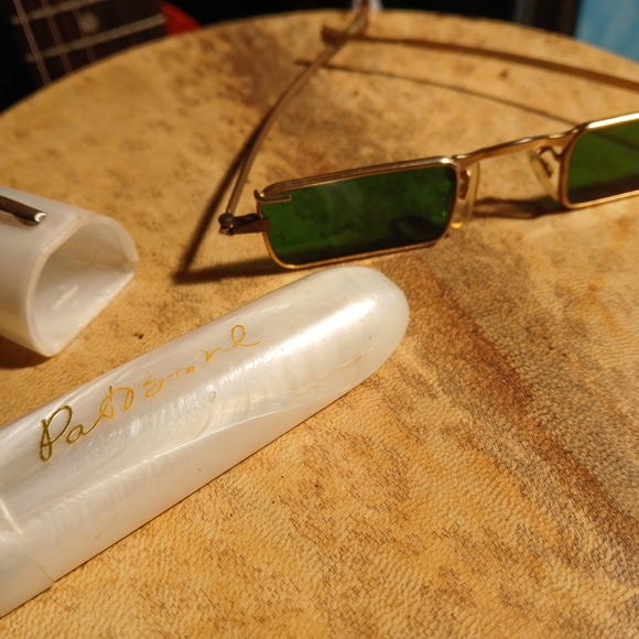 A True Made In The U.S.A Not A Remake Pat Boone Green Lens Folding Sunglasses